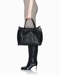 Borsa a mano Armani Exchange nera in similpelle con pochette abbinata con catena staccabile