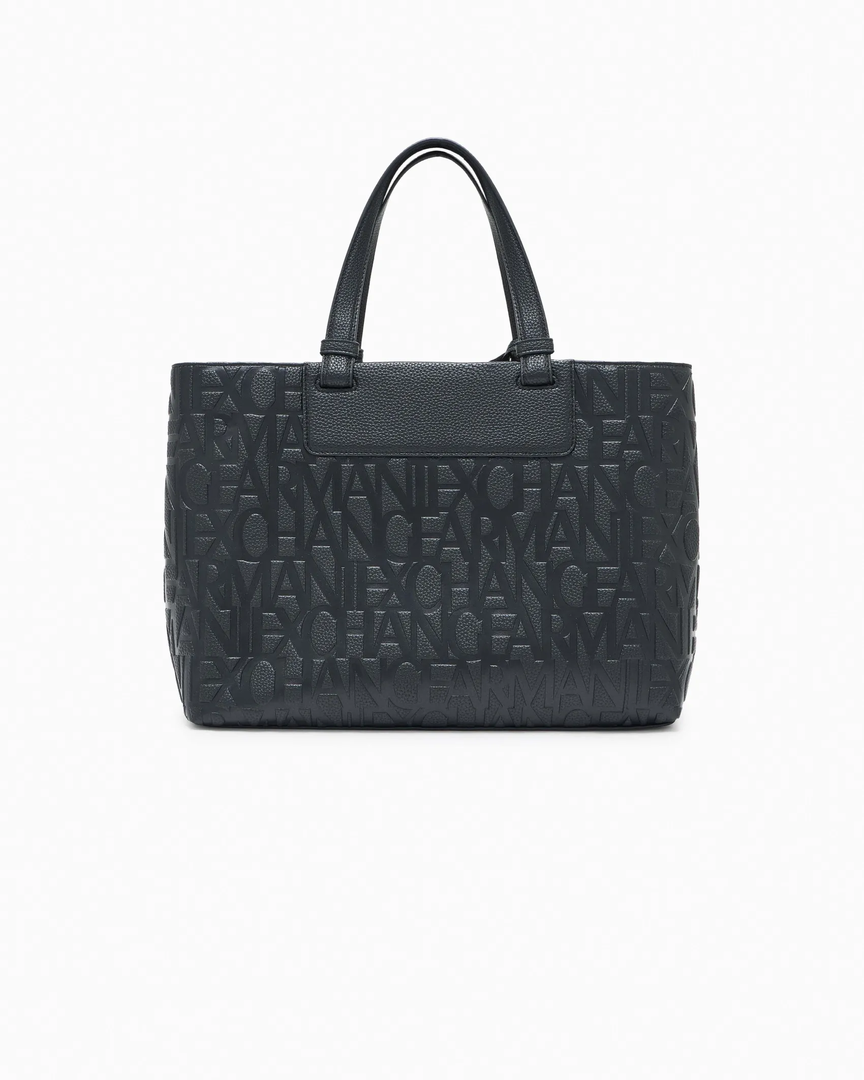 Borsa a mano Armani Exchange nera in similpelle con logo in rilievo