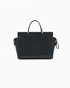 Borsa a mano Armani Exchange nera in similpelle liscia con tasca frontale e cerniera