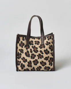 Borsa a mano Hlo! in pelle a fantasia leopardata con pochette interna marrone