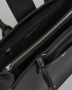 Borsa a mano in similpelle liscia con chiusura a listino con fibbia logo in metallo argento