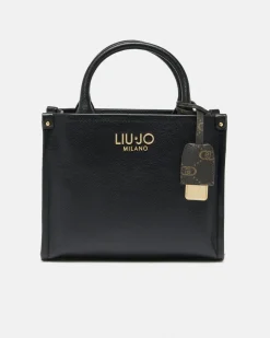 Borsa a mano Liu Jo Accessories nera in similpelle con logo in rilievo