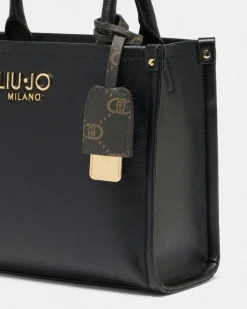 Borsa a mano Liu Jo Accessories nera in similpelle con logo in rilievo