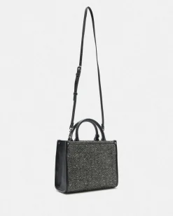 Borsa a mano Liu Jo Accessories nera in tessuto chevron con paillettes