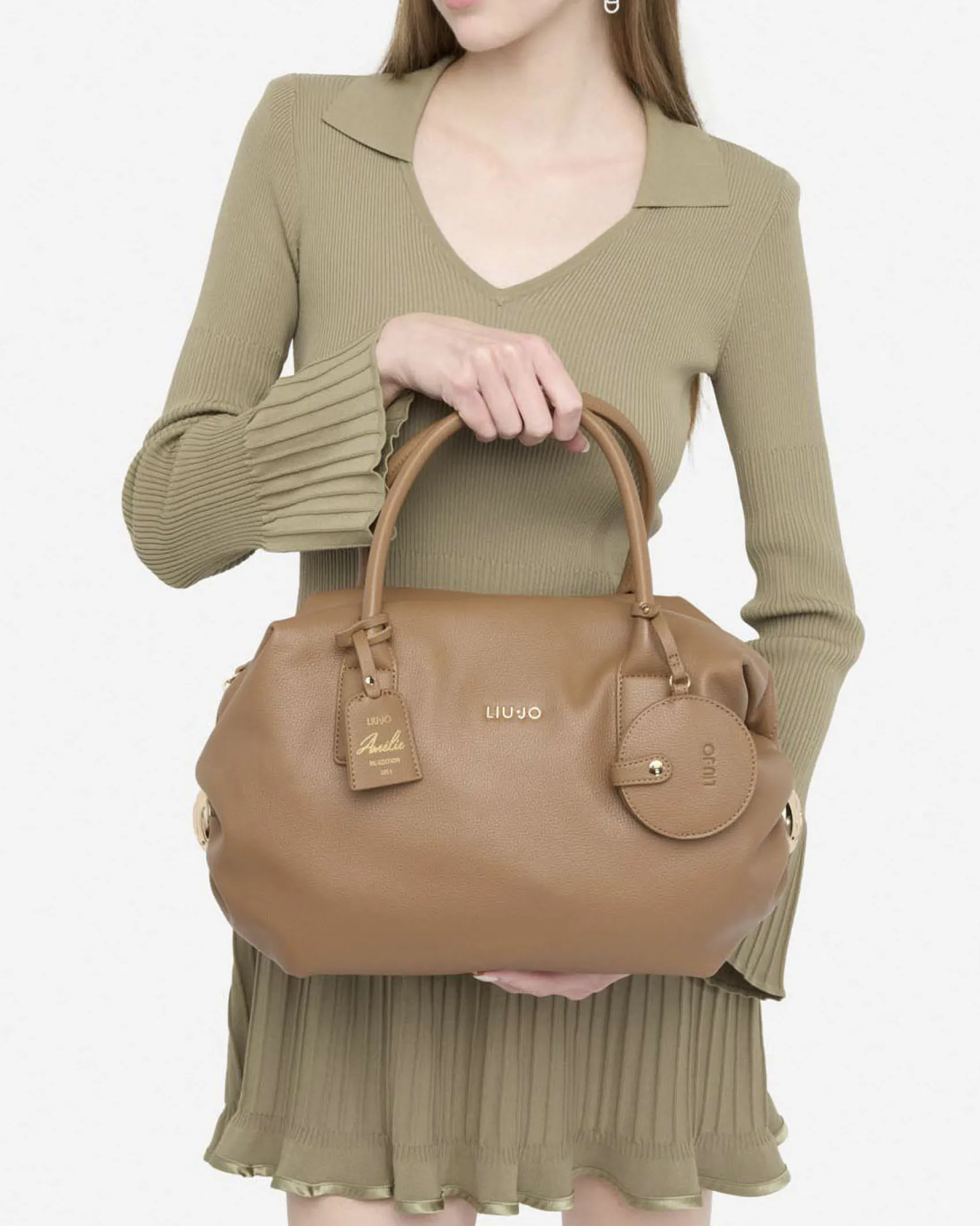Borsa a mano Liu Jo Accessories noce in similpelle martellata