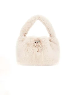 Borsa a sacchetto Guess in ecopelliccia beige