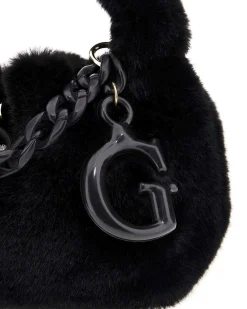 Borsa a sacchetto Guess in ecopelliccia nera