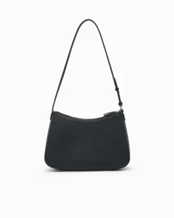 Borsa a spalla Armani Exchange nera in similpelle con portacarte frontale con catena e scritta logo