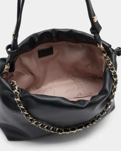 Borsa a spalla Liu Jo Accessories nera effetto bottalato con catena