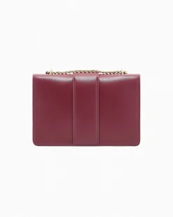 Borsa a tracolla Armani Exchange bordeaux in similpelle con catena metallica e fibbia logo dorata