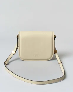 Borsa a tracolla bianca Pinko in pelle liscia imbottita con tracolla spessa e fibbia Love Birds dorata