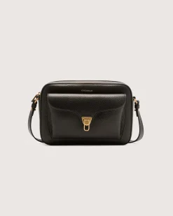 Borsa a tracolla bordeaux Coccinelle Beat Soft Large in pelle con tasca esterna e chiusura a girello