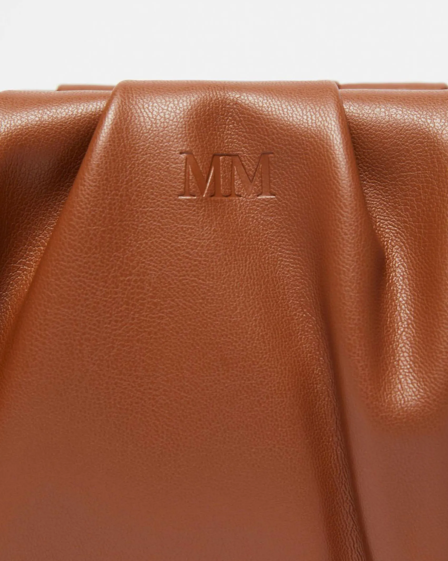 Borsa a tracolla color cuoio in similpelle MM Max Mara con arricciatura
