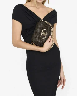 Borsa a tracolla Liu Jo Accessories nera in microfibra con strass