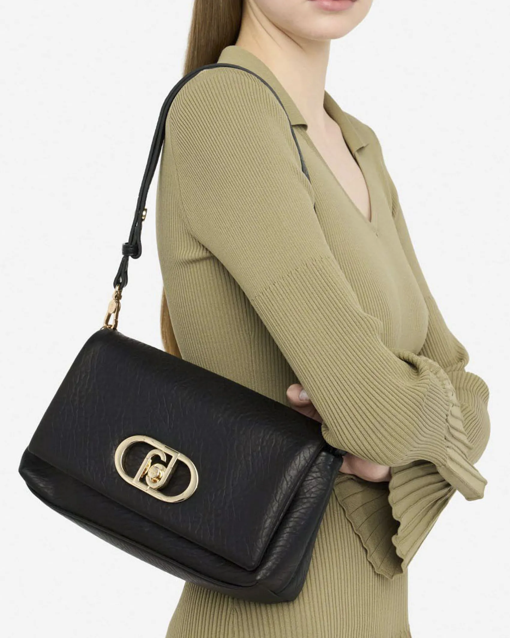 Borsa a tracolla Liu Jo Accessories nera in similpelle martellata