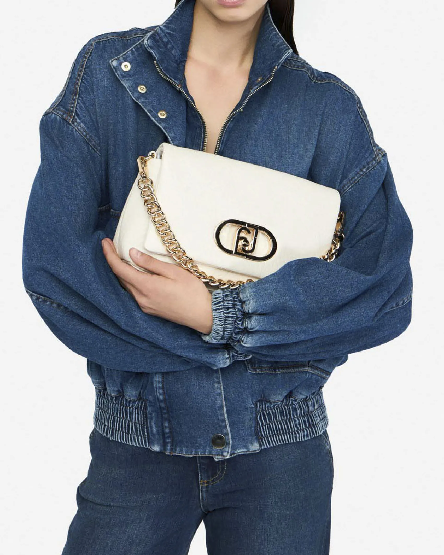 Borsa a tracolla Liu Jo Accessories panna in similpelle in rilievo