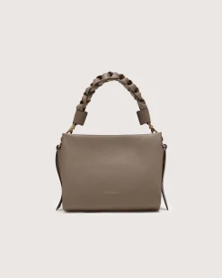 Borsa Coccinelle Boheme Small in pelle color cognac con manico intrecciato