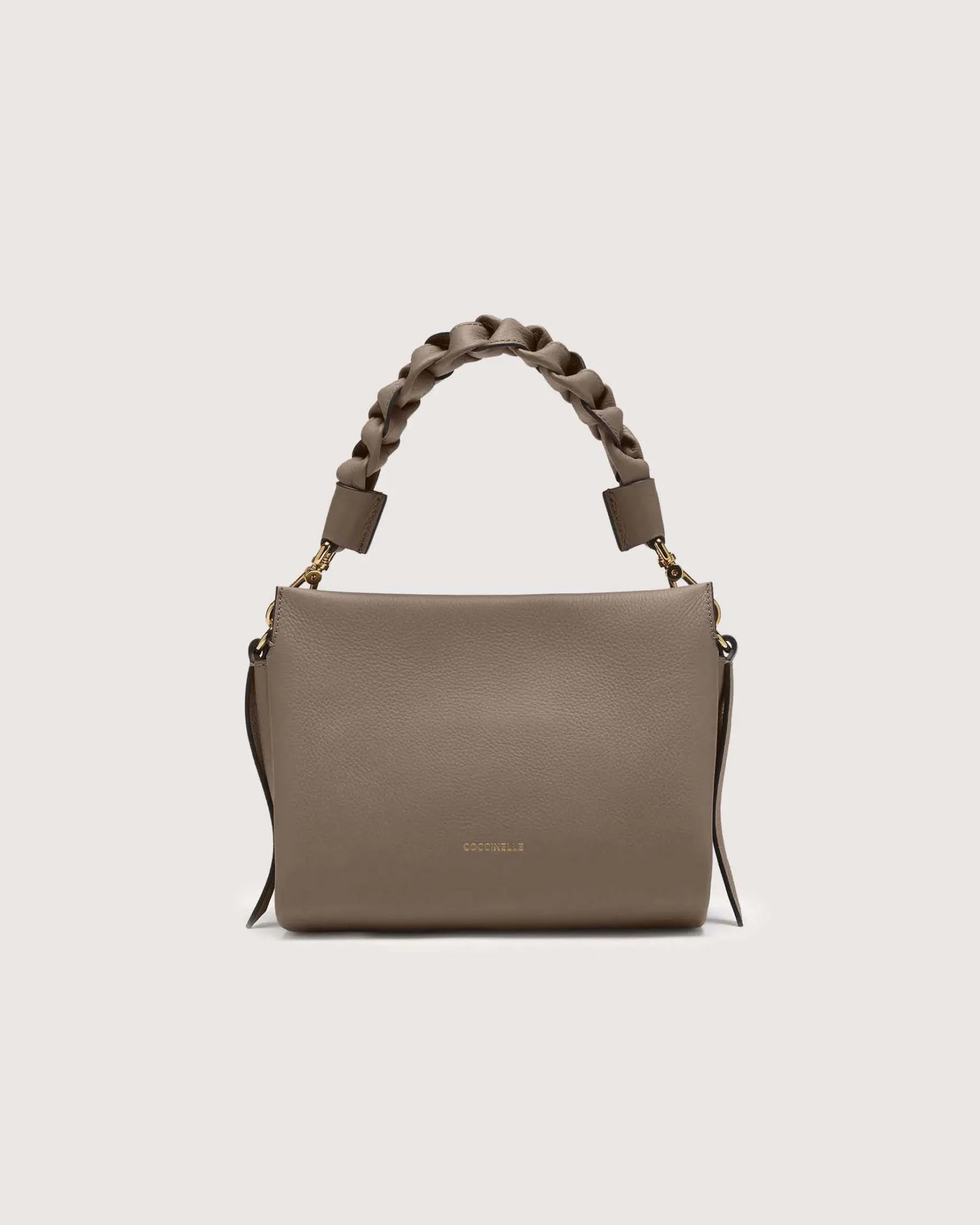 Borsa Coccinelle Boheme Small in pelle color cognac con manico intrecciato