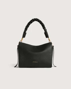 Borsa Coccinelle Boheme Small in pelle nera con manico intrecciato