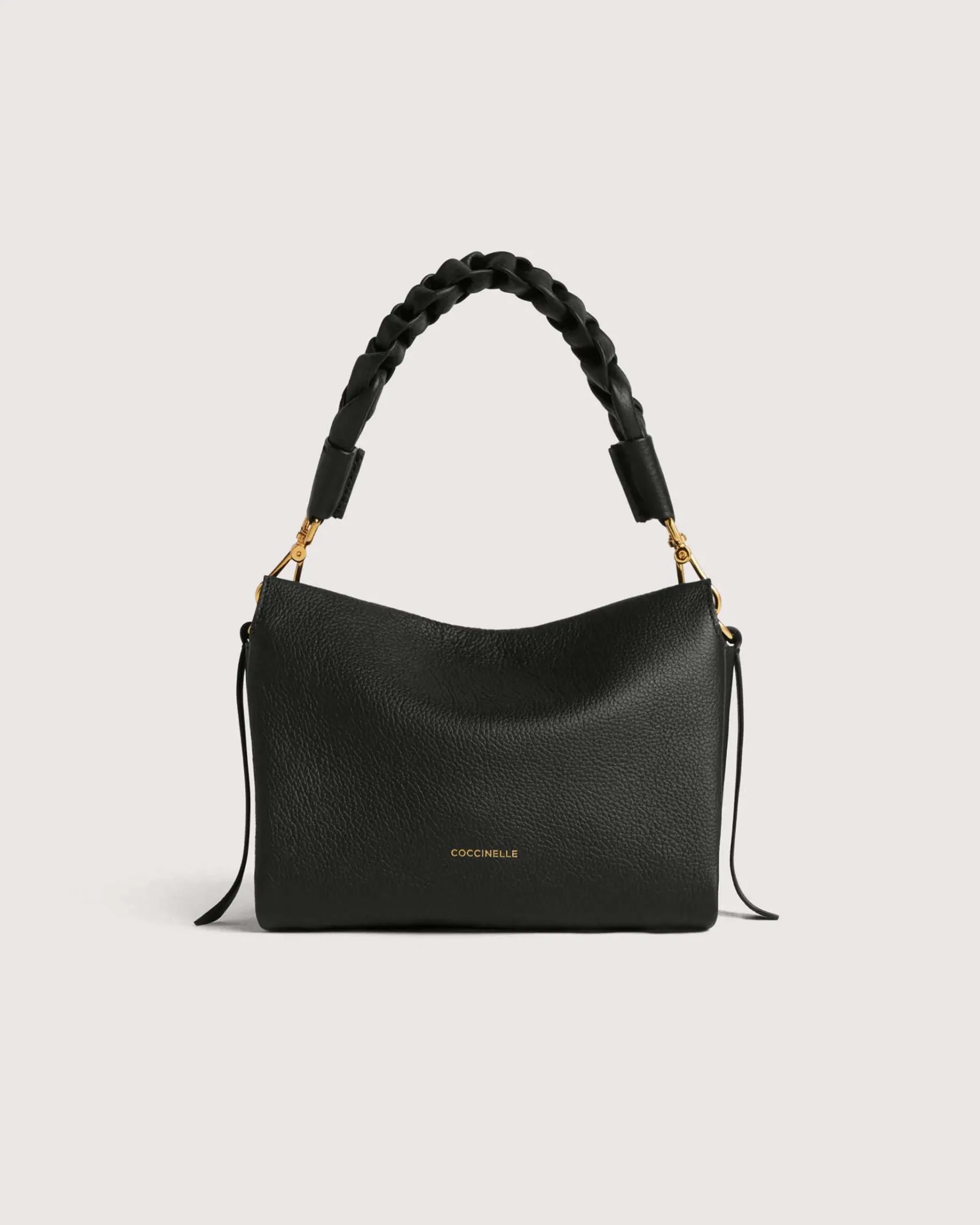Borsa Coccinelle Boheme Small in pelle nera con manico intrecciato
