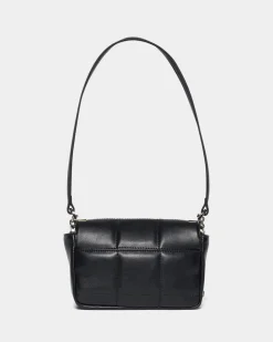 Borsa Dsquared2 nera trapuntata con tracolla e maxi logo color argento