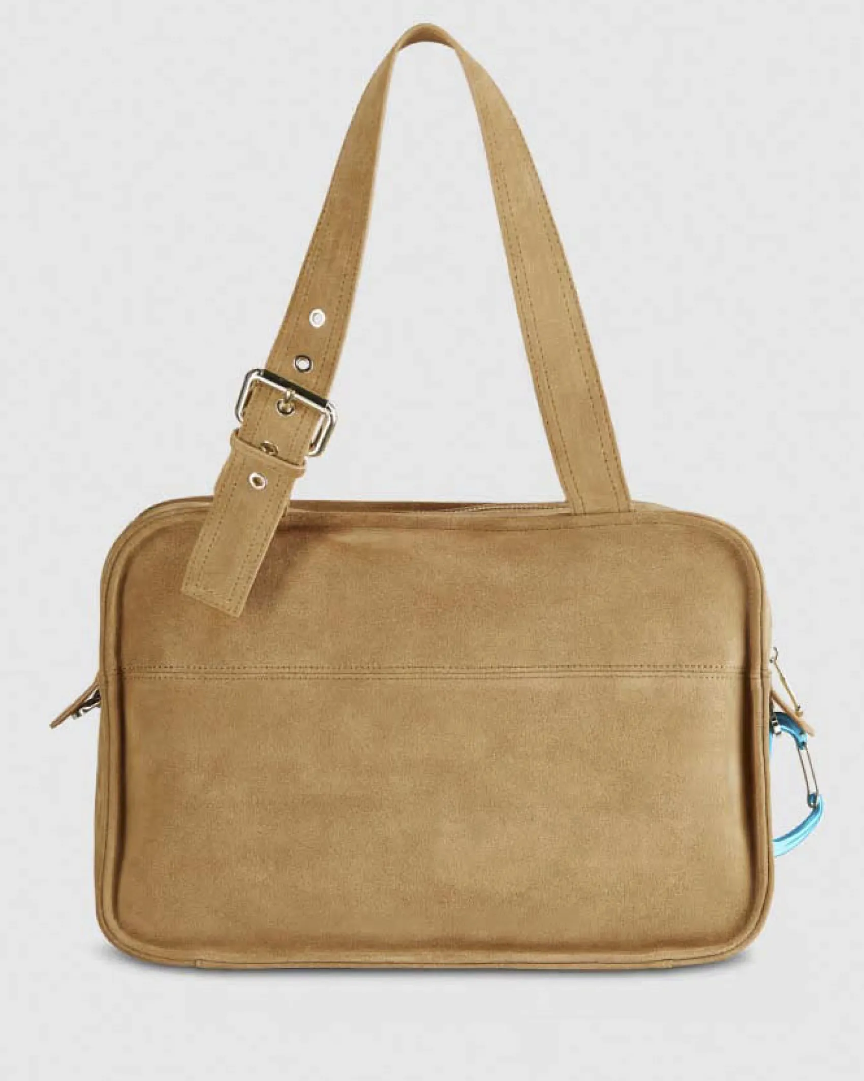 Borsa (IM)PERFECTION color cuoio in suede Patrizia Pele con scritta logo a rilievo e manici regolabili