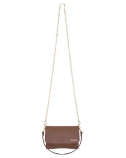 Borsa Kocca a spalla color cuoio in pelle martellata con tracolla