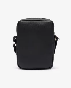 Borsa Lacoste a tracolla piccola nera in micro piqué
