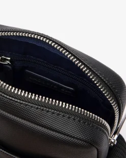 Borsa Lacoste a tracolla piccola nera in micro piqué