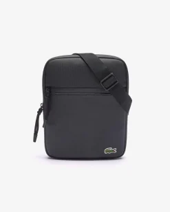 Borsa Lacoste a tracolla media nera in micro piqué