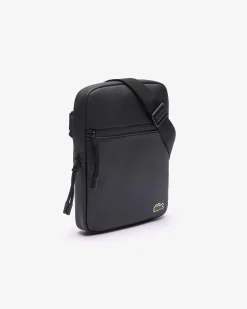 Borsa Lacoste a tracolla media nera in micro piqué