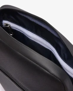 Borsa Lacoste a tracolla media nera in micro piqué