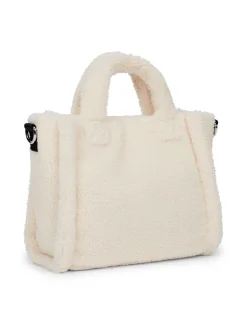 Borsa mini Calvin Klein a tracolla color panna effetto teddy