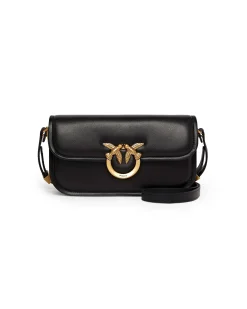 Borsa nera a tracolla Pinko con chiusura a patta e fibbia Love Birds