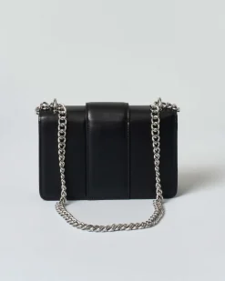 Borsa nera Armani Exchange in similpelle liscia con patta di chiusura e fibbia logo in metallo