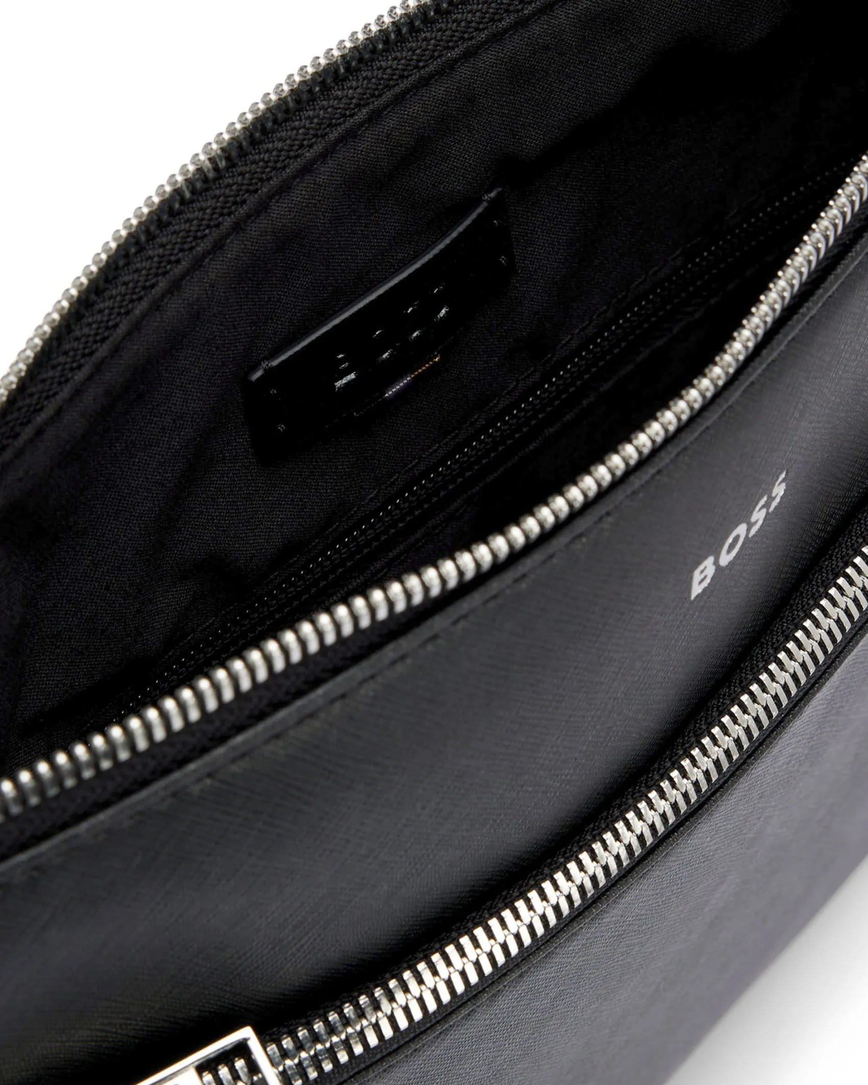 Borsa piatta a tracolla Boss nera in vera pelle