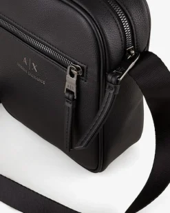 Borsa reporter Armani Exchange nera in similpelle martellata