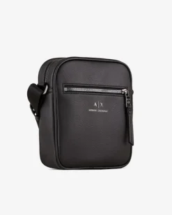 Borsa reporter Armani Exchange nera in similpelle martellata