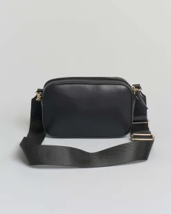 Borsa Twinset a tracolla nera con logo goffrato