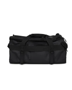 Borsone da viaggio Rains Duffel Bag Small nero in tessuto tecnico impermeabile effetto gommato