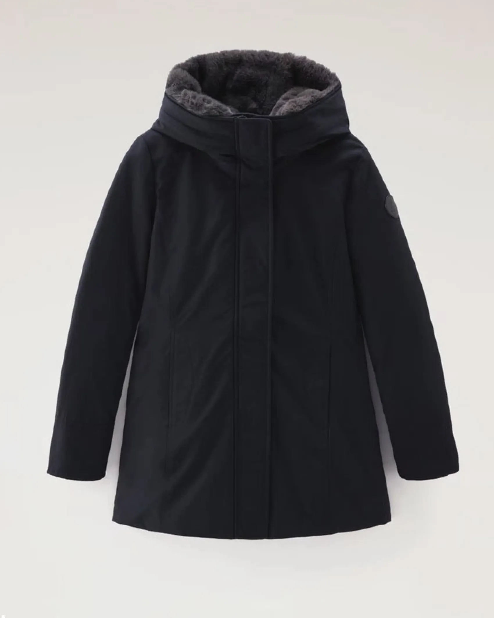 Boulder Parka blu con fodera interna al cappuccio in ecopelliccia tono su tono