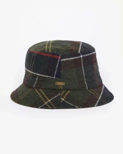 Bucket hat Heidi Barbour verde a fantasia tartan in misto lana