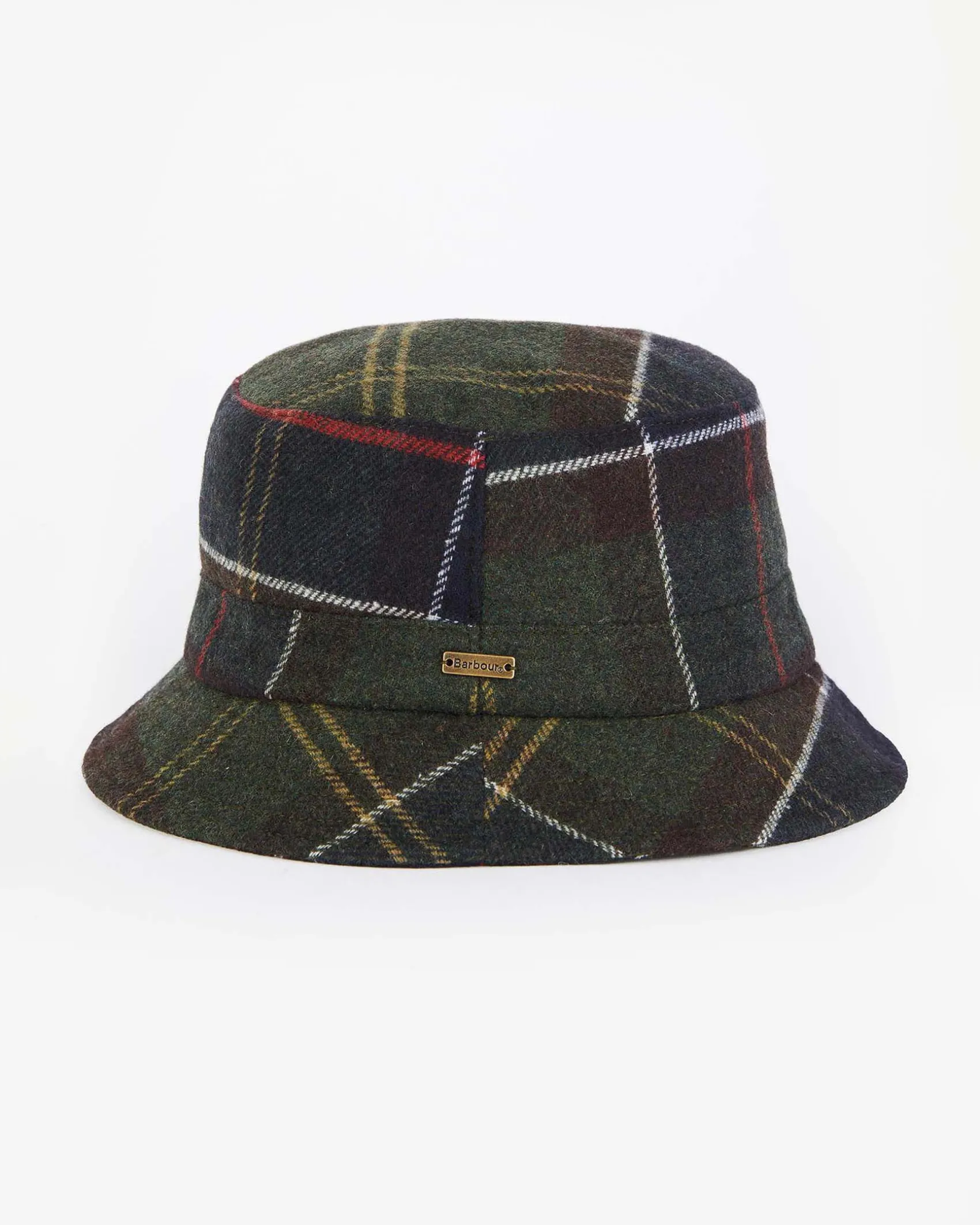 Bucket hat Heidi Barbour verde a fantasia tartan in misto lana