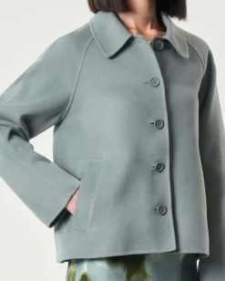 Caban azzurro Emme Marella in panno double con colletto a camicia