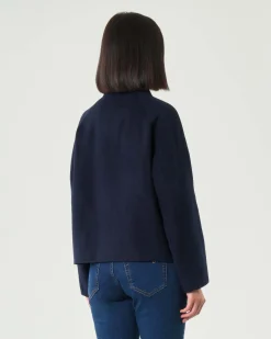 Caban blu Emme Marella in panno double con colletto a camicia