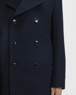 Caban Boss Hyde blu in panno di lana e cashmere