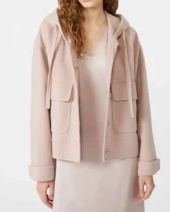Caban rosa cipria in double di pura lana vergine Weekend Max Mara con cappuccio