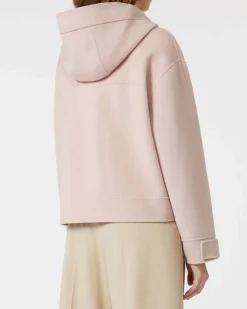 Caban rosa cipria in double di pura lana vergine Weekend Max Mara con cappuccio