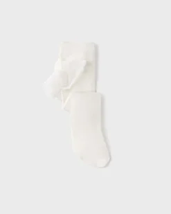 Calze panna in misto modal stretch con volant ricamato