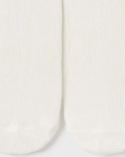 Calze panna in misto modal stretch con volant ricamato
